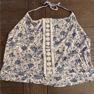 NWOT Rue21 Floral Lace backless Camisole in Cream and Blue